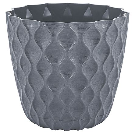 Горшок для цветов InGreen Wave с дренажной сеткой и съемным поддоном 10л,D270мм вулканический серый